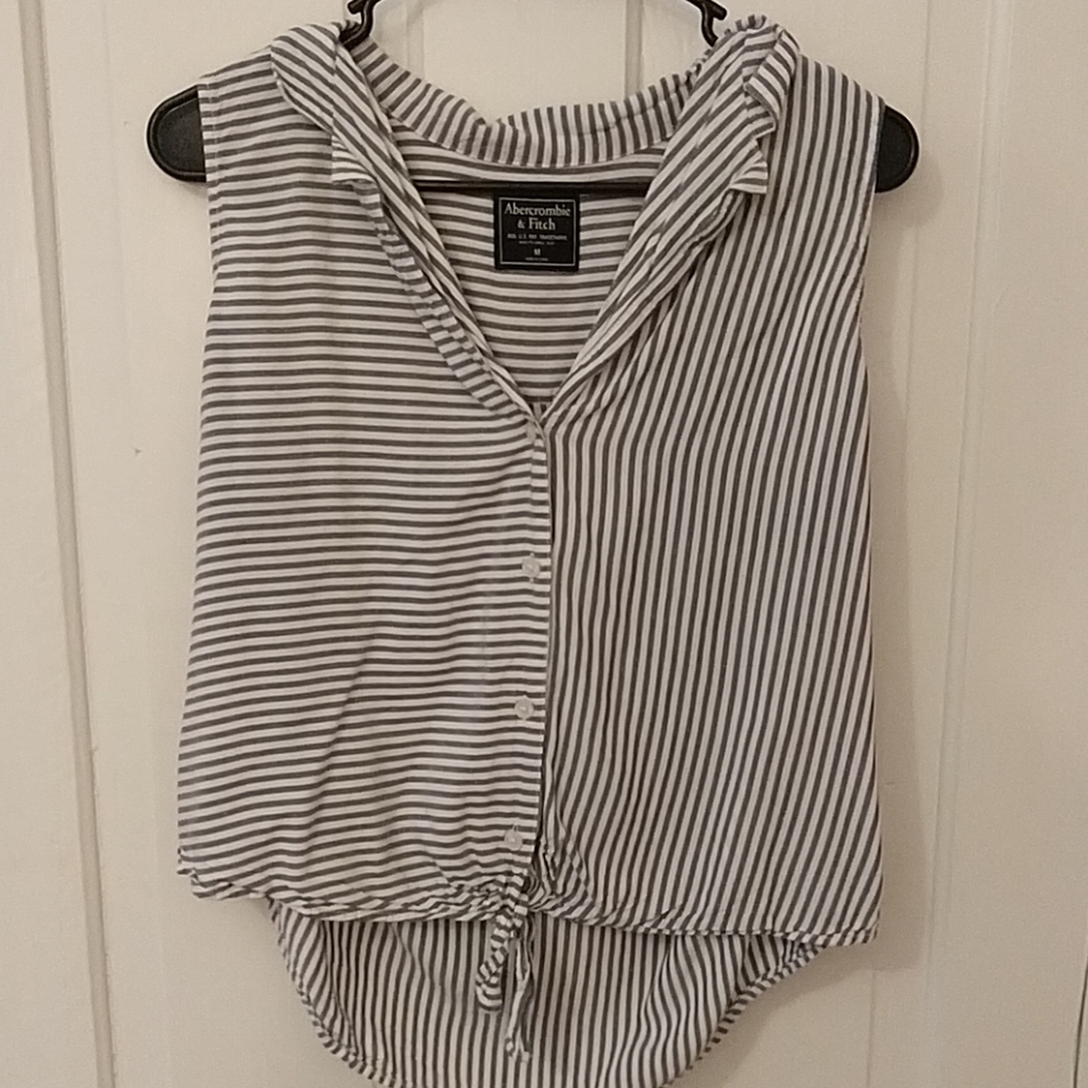A&F pin striped blouse
